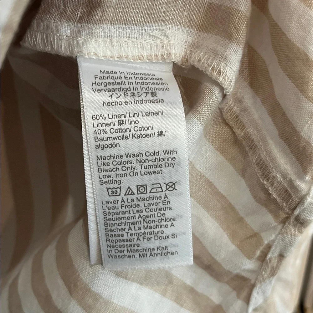 J. Crew Tan Striped Linen Shirt Size Small